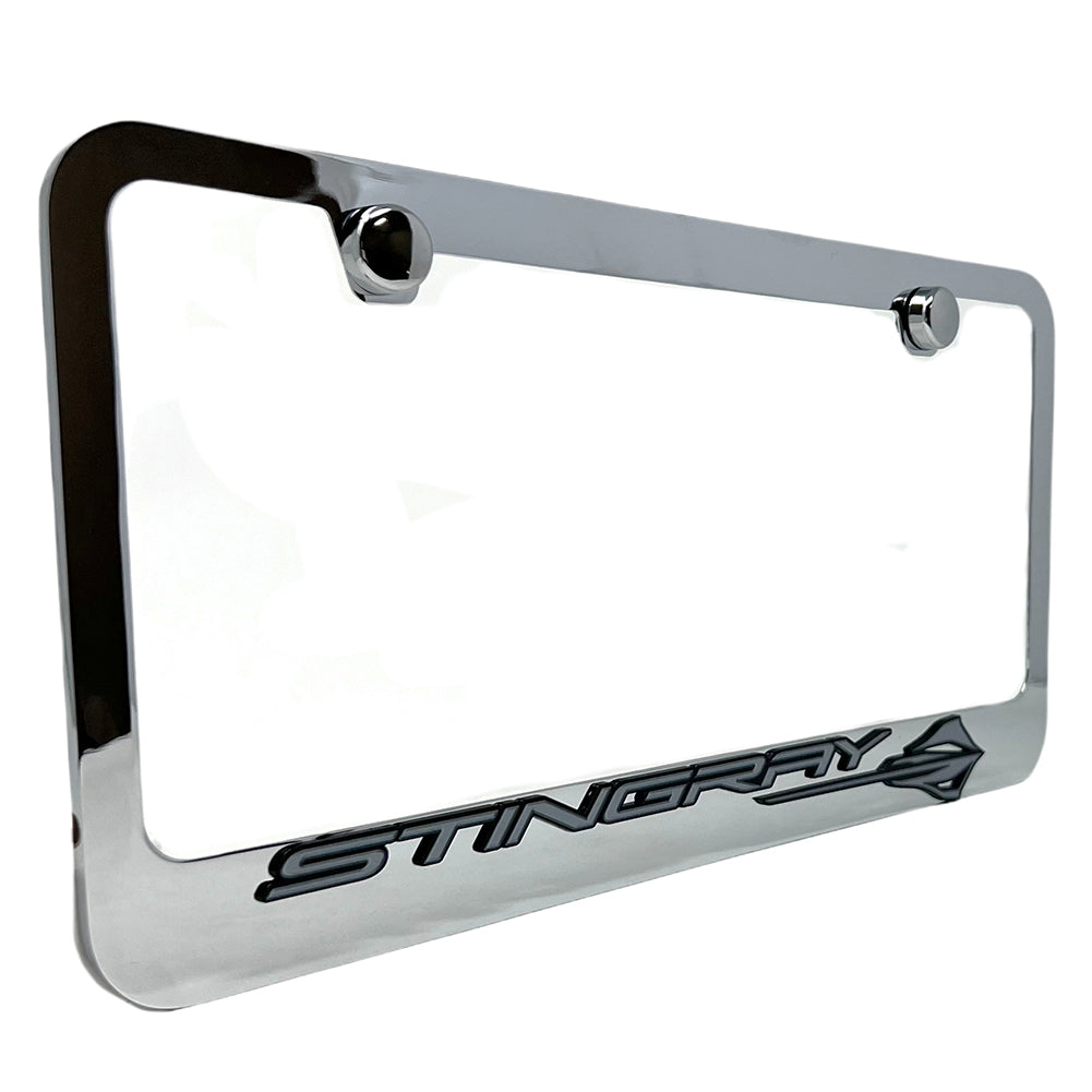 C8 Corvette License Plate Frame - Chrome Stingray Logo,License Plate Frames