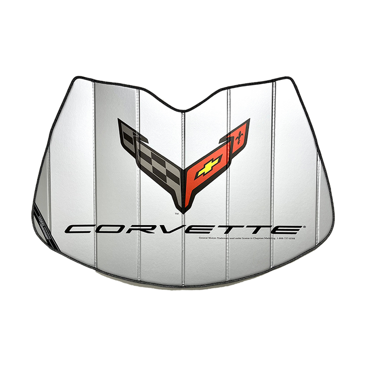 Corvette Logo Accordion Style Sunshade - Insulated Silver : C8 Stingray, Z51,Sun Shade