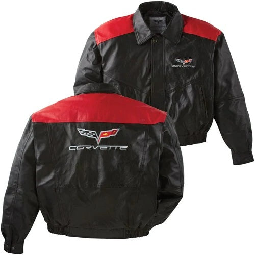 C6 Corvette Jacket - Lambskin with C6 Emblem - Red/Black : 2005-2013