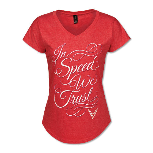 C8 Corvette Ladies In Speed We Trust T-shirt : Red,T-shirts