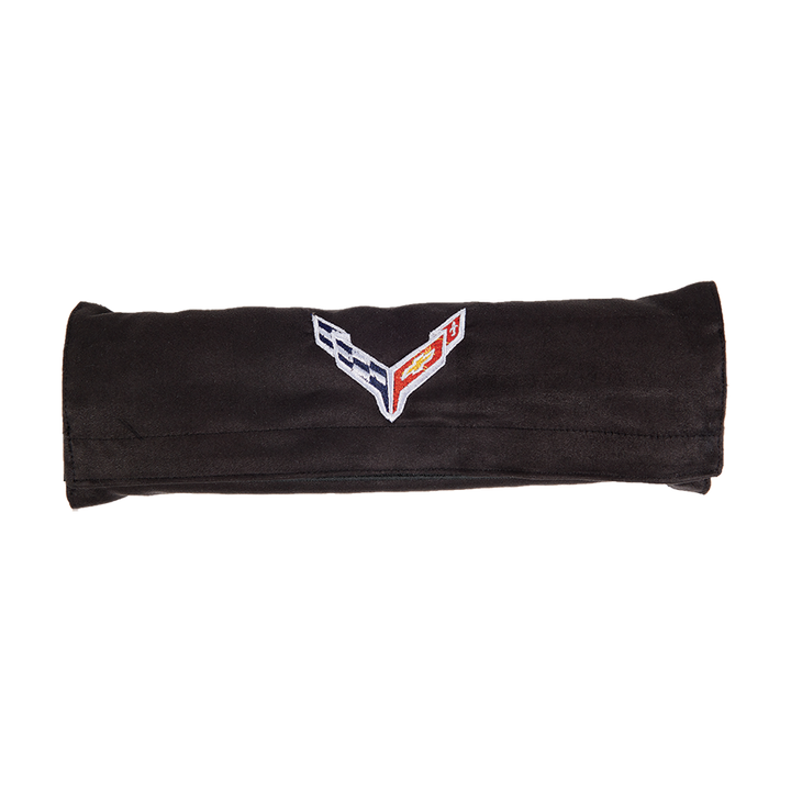 C8 Corvette Seatbelt Cover with Flags - Black,[Single,Misc Interior