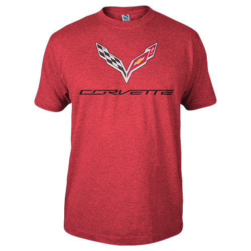 C7 Corvette Logo Flag T-shirt : Heather Red,Apparel