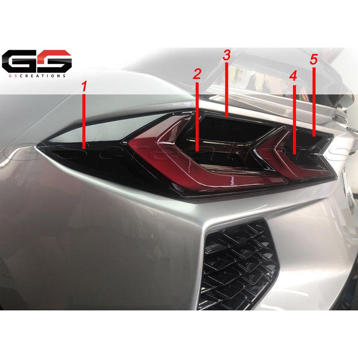 C8 Corvette Rear Tail Light Reflector & Reverse Light Blackouts Smoked Covers,Blackout Kits