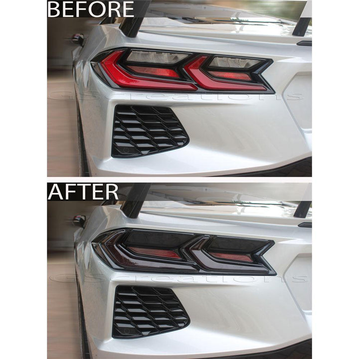 C8 Corvette Rear Tail Light Molded Acrylic Rear Blackout Smoked Covers,Blackout Kits