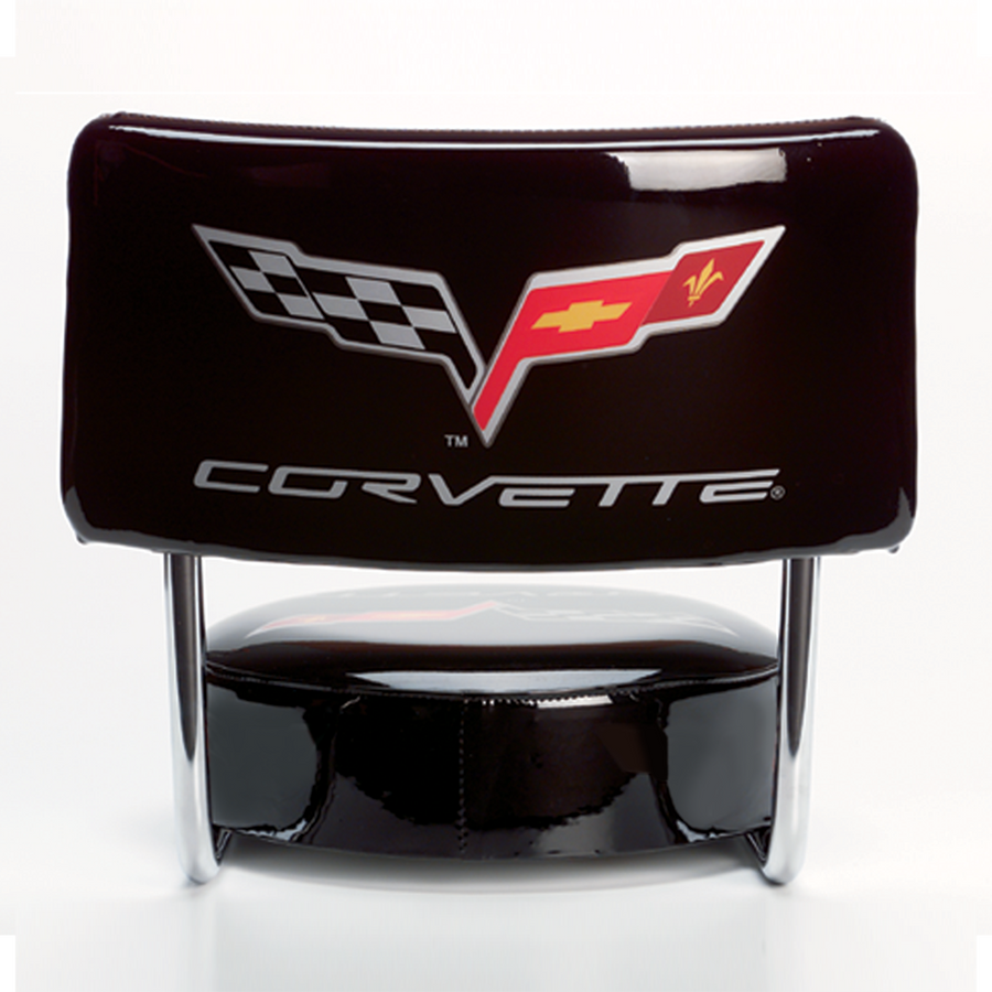 Corvette Stool with C6 Logo w/Back : EZ Comfort Stool,Chairs & Stools