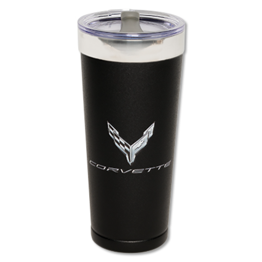 C8 Corvette Metallic Tonal Tumbler : Black,Glassware & Mugs