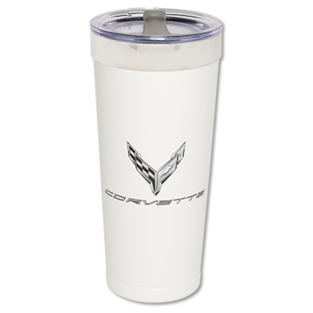 C8 Corvette Metallic Tonal Tumbler : White,Glassware & Mugs