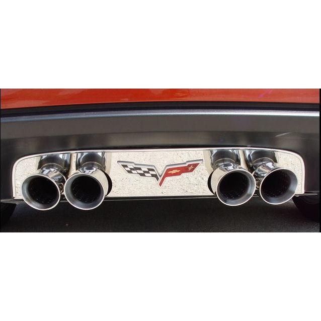 C6 Exhaust Port Filler Panel w/ Flags Emblem (05-13 C6),Exhaust