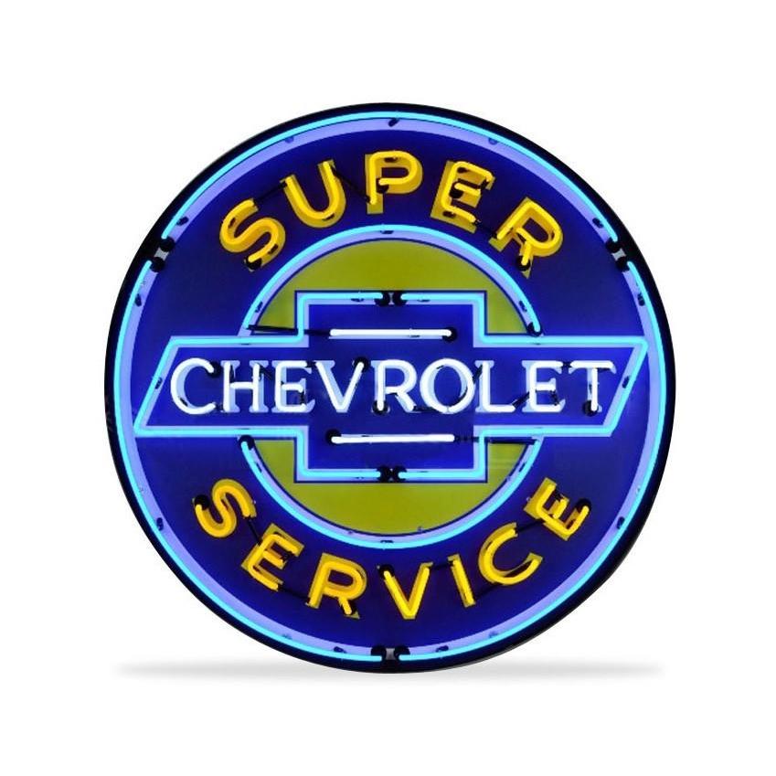 GM Super Chevy Service Neon Sign in a Metal Can : 36in,0