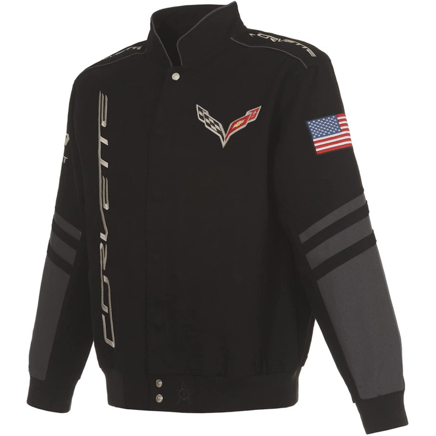 2014-2019 C7 Corvette Embroidered Classic Twill Jacket - Black,Jackets