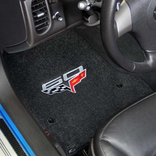 Lloyds Ultimat Floor Mats - 60th Anniversary above Flags : 2007.5-2013 C6, Z06, Grand Sport & ZR1- Ebony - Set of 2,Interior