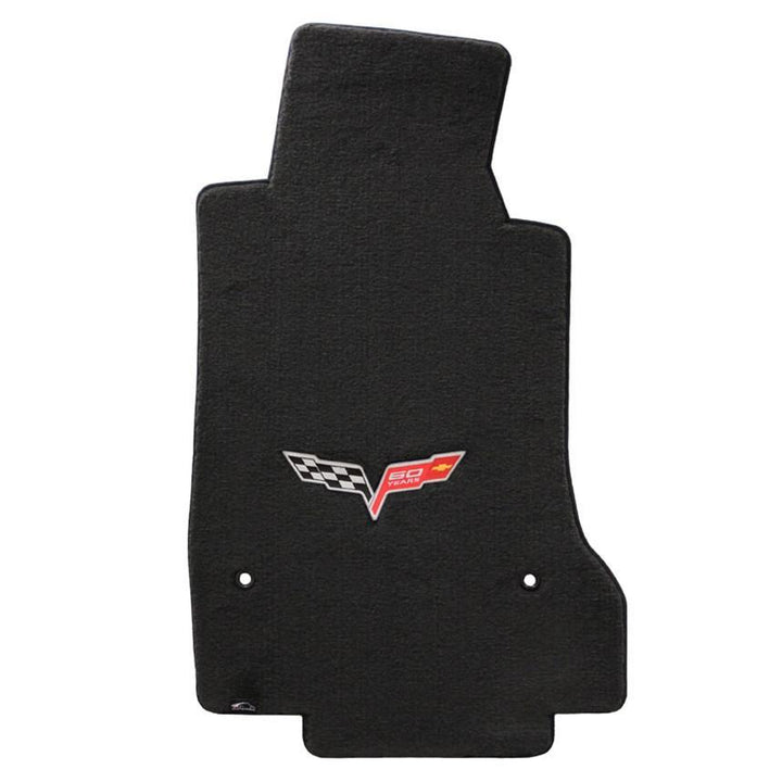 Lloyds Ultimat Floor Mats - 60th Anniversary in Cross Flags : 2007.5-2013 C6, Z06, Grand Sport & ZR1- Ebony - Set of 2,Interior