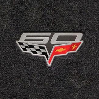 Lloyds Velourtex Floor Mats - 60th Anniversary above Flags : 2007.5-2013 C6, Z06, Grand Sport & ZR1- Ebony - Set of 2,Interior