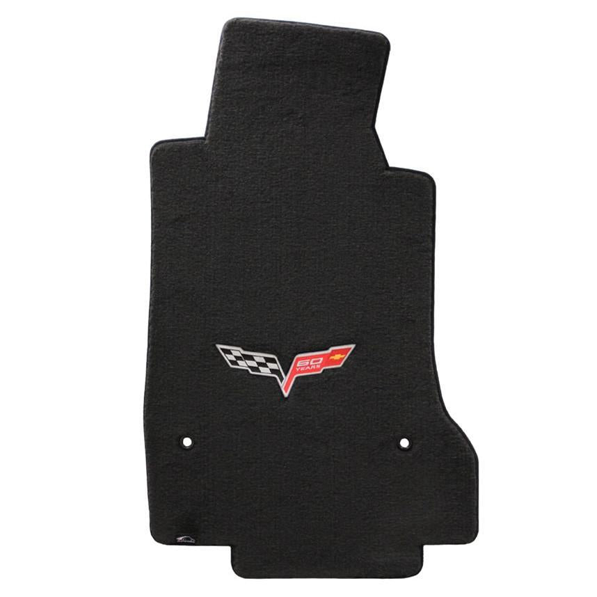 Lloyds Velourtex Floor Mats - 60th Anniversary in Cross Flags : 2007.5-2013 C6, Z06, Grand Sport & ZR1- Ebony - Set of 2,Interior