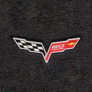 Lloyds Velourtex Floor Mats - 60th Anniversary in Cross Flags : 2007.5-2013 C6, Z06, Grand Sport & ZR1- Ebony - Set of 2,Interior