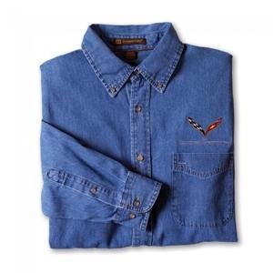 Corvette Denim Button-down Shirt : C7 Stingray,Shirts