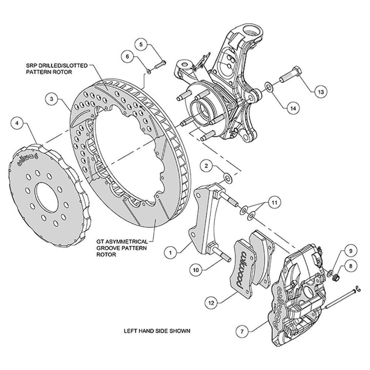 2005-2013 C6 Corvette Wilwood-AERO6 Front Big Brake Kit - Slotted 15 inch Rotor-Black,Brakes