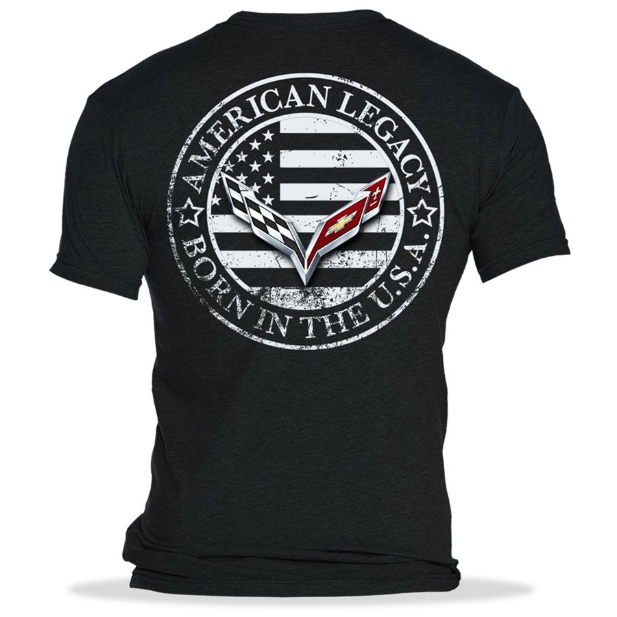 C7 Corvette Born in the USA American Legacy T-shirt : Black,Apparel