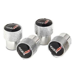 Corvette Valve Stem Cap - Chrome Knurled - 4 Pieces : 2014 C7,Wheel & Tire Parts