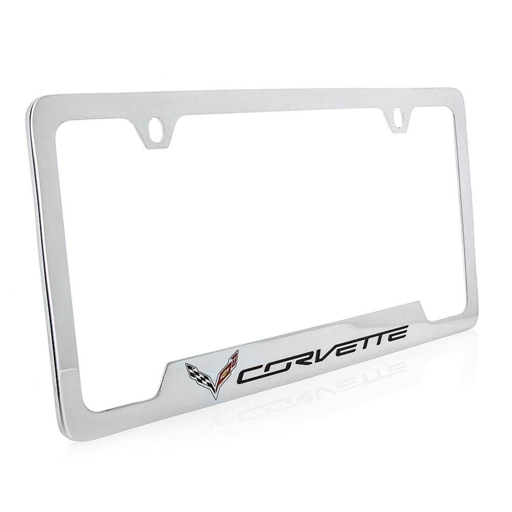 2014-2019 C7 Corvette Stingray Open Corner License Plate Frame - Chrome,License Plate Frames