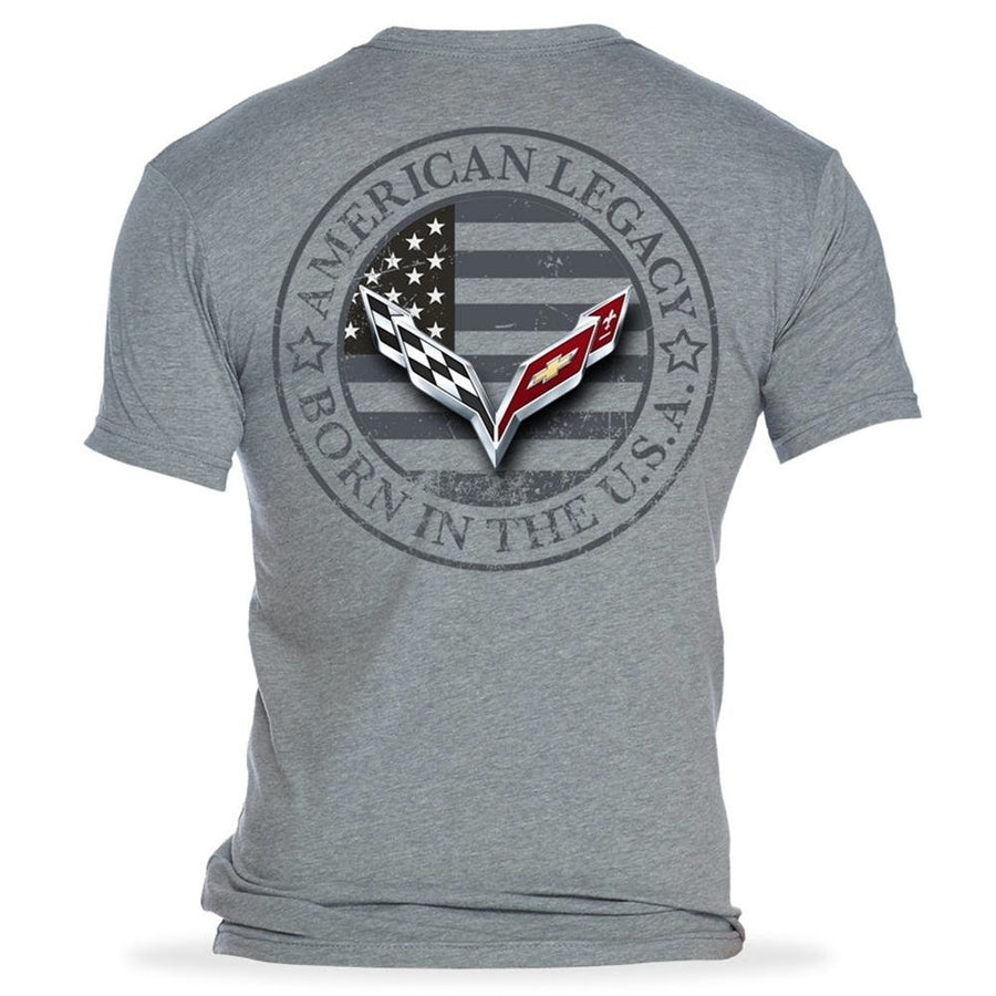 C7 Corvette Born in the USA American Legacy T-shirt : Gray,Apparel