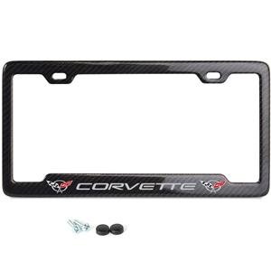 C5: Corvette script with w/Double Logo License Plate Frame - Carbon Fiber,Exterior