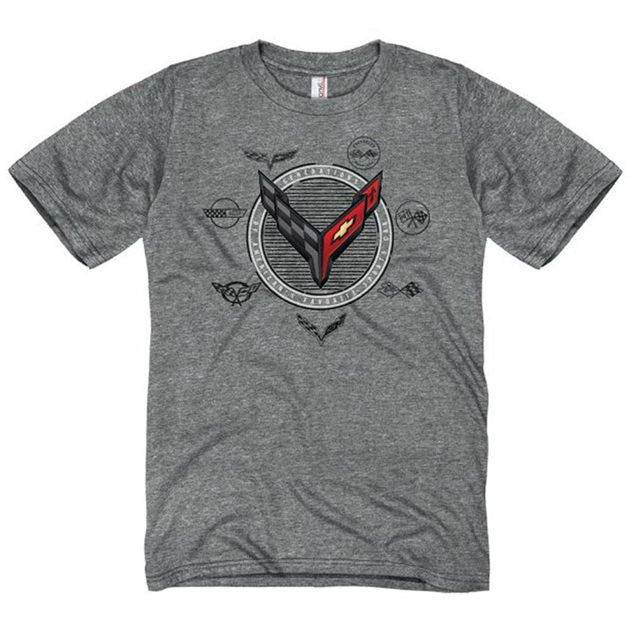 Next Generation C8 Corvette C1-C8 Generation T-shirt : Heather Graphite,T-shirts